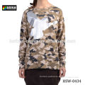 Woman Military Cashmere Pullover Sweater, Fashion Camouflage Color Sweater